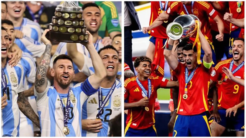 Argentina và Tây Ban Nha lần lượt chiếm ngôi đầu ở 2 giải đấu Copa America 2024 và Euro 2024